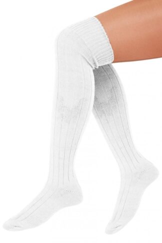 Gebreide overknee kousen wit