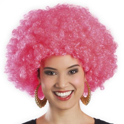 Pruik Afro Roze