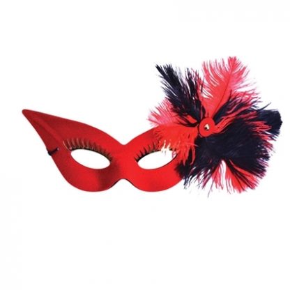 Oogmasker Rood met Veren