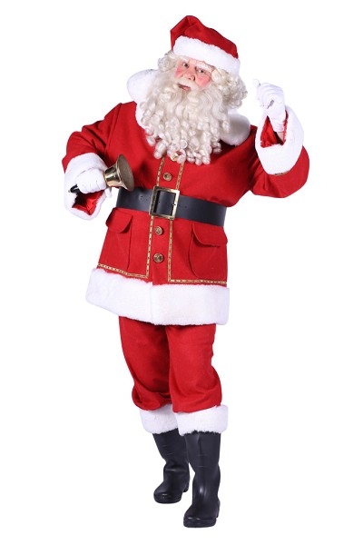 Kerstman Luxe: Kostuum, baard, laarskappen, handschoenen, riem en bel €60,-