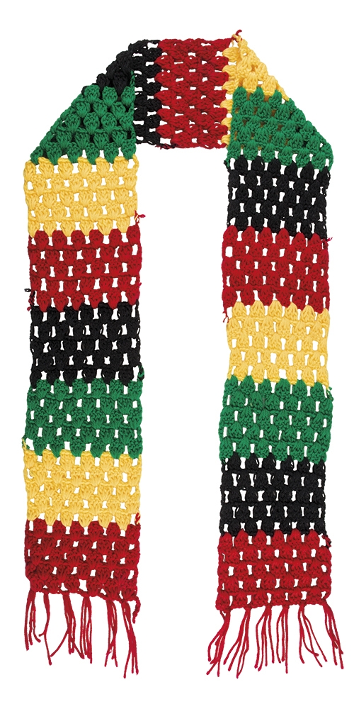 verklaren Blauw Geruïneerd Gehaakte sjaal Rasta of Reggea in de kleuren rood, geel, groen en zwart