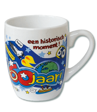 cartoon mok 60 jaar