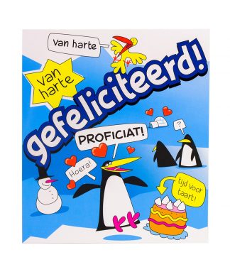 Wenskaart cartoon gefeliciteerd