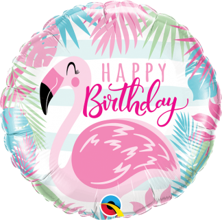 Folieballon Happy Birthday Flamingo