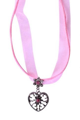 Ketting Edelweiss en hartje roze