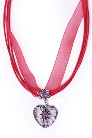 Ketting Edelweiss en hartje rood