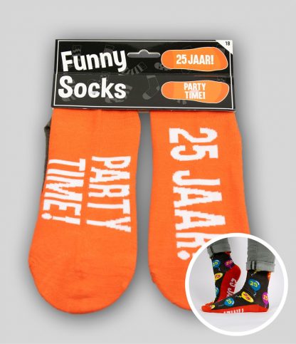 Funny socks 25 jaar Party Time