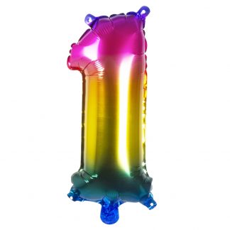 Folieballon gekleurd Cijfer 1