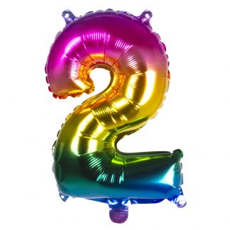 Folieballon gekleurd Cijfer 2