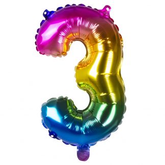 Folieballon gekleurd Cijfer 3