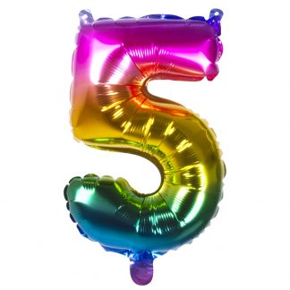 Folieballon gekleurd Cijfer 5