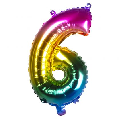 Folieballon gekleurd Cijfer 6