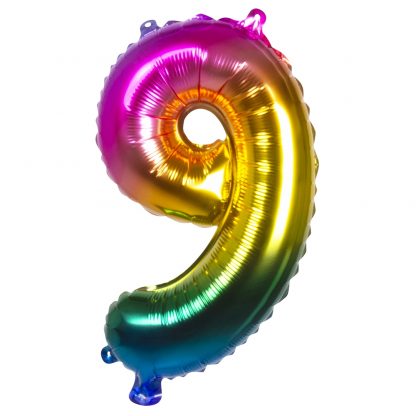 Folieballon gekleurd Cijfer 9