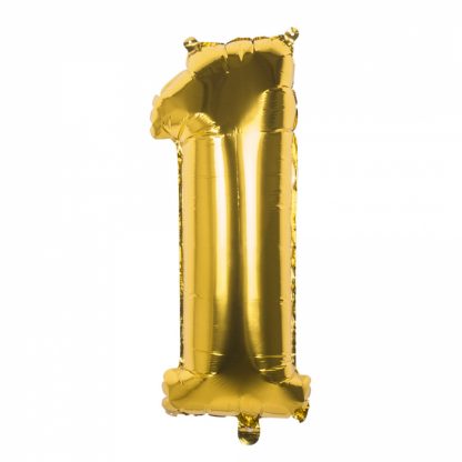 Folieballon Cijfer 1 goud 86 cm