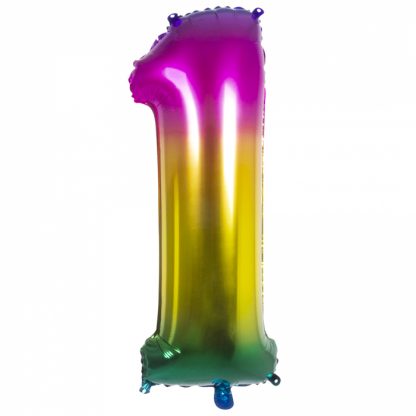 Folieballon Cijfer 1 gekleurd 86 cm