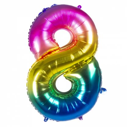 Folieballon Cijfer 8 gekleurd 86 cm