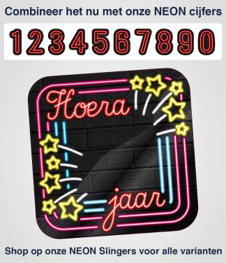 Huldeschild neon Hoera ..Jaar