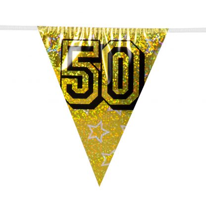 Holografische Vlaggenlijn 50 goud - Afbeelding 2