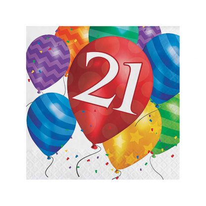 Servet vrolijke ballonnen 21 jaar