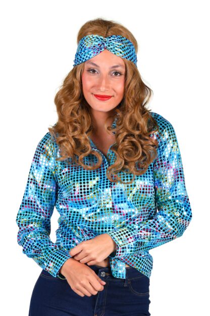 Shirt lady disco, turquoise - Afbeelding 2