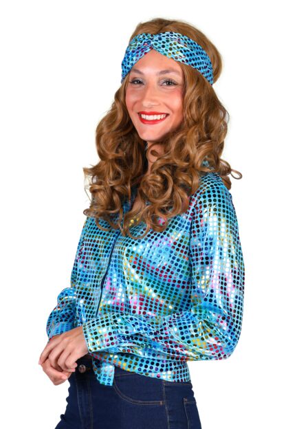 Shirt lady disco, turquoise - Afbeelding 3