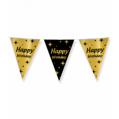 Partyflags black gold Happy Birthday