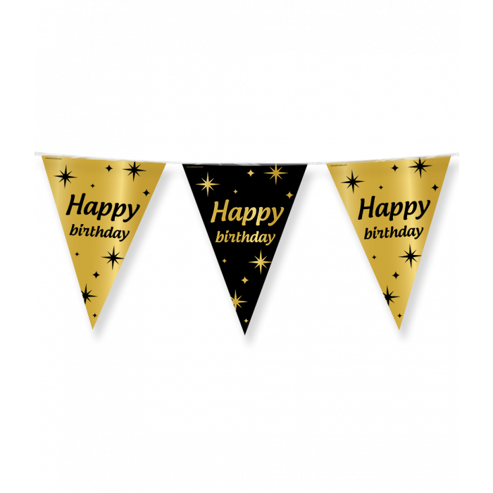 Partyflags black gold Happy Birthday