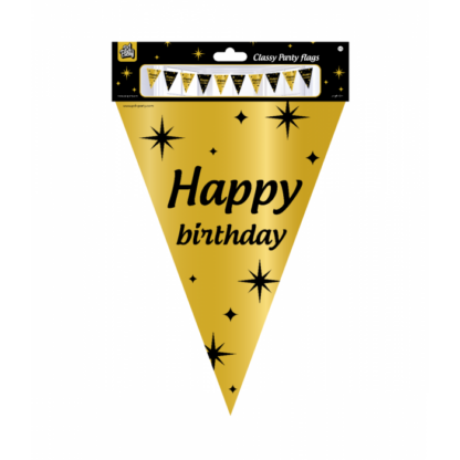 Vlaggenlijn classy zwart goud Happy Birthday - Afbeelding 2