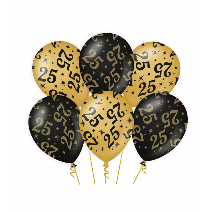 latex ballonnen zwart goud 25