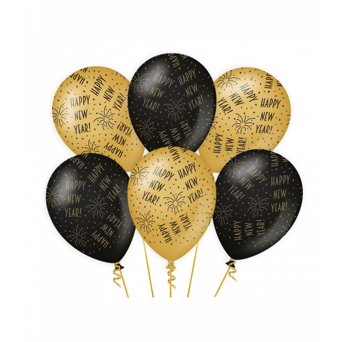 latex ballonnen zwart goud Happy New Year