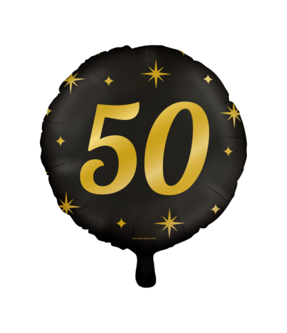 Folieballon zwart goud 50