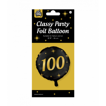 Folieballon zwart goud 100