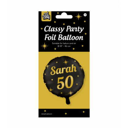 Folieballon zwart goud Sarah 50