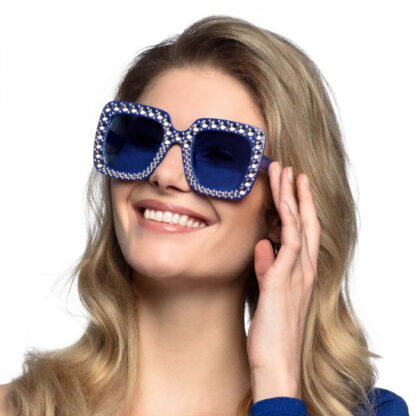 Partybril strass blauw - Afbeelding 3
